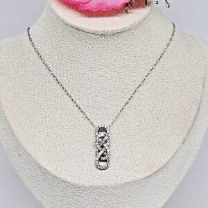 CIJ Sterling Silver 925 Infinity Knot CZ Pendant Chain Necklace Cubic Zirconia